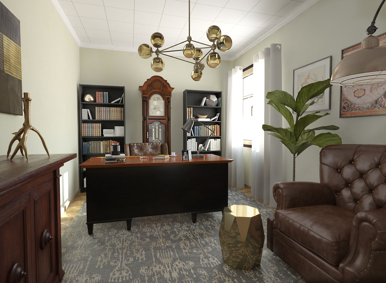 Ideas de decoración rústica, Glancing EYE - Modelado y diseño 3D Glancing EYE - Modelado y diseño 3D ห้องทำงาน/อ่านหนังสือ