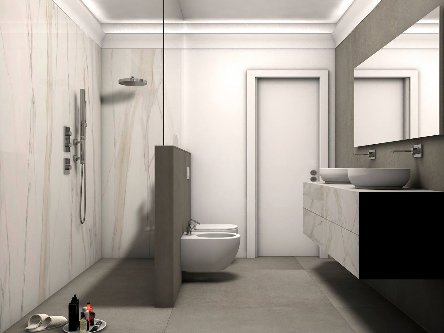 Bagno elegante in grandi lastre, Fratelli Pellizzari spa Fratelli Pellizzari spa Phòng tắm phong cách kinh điển Gạch ốp lát