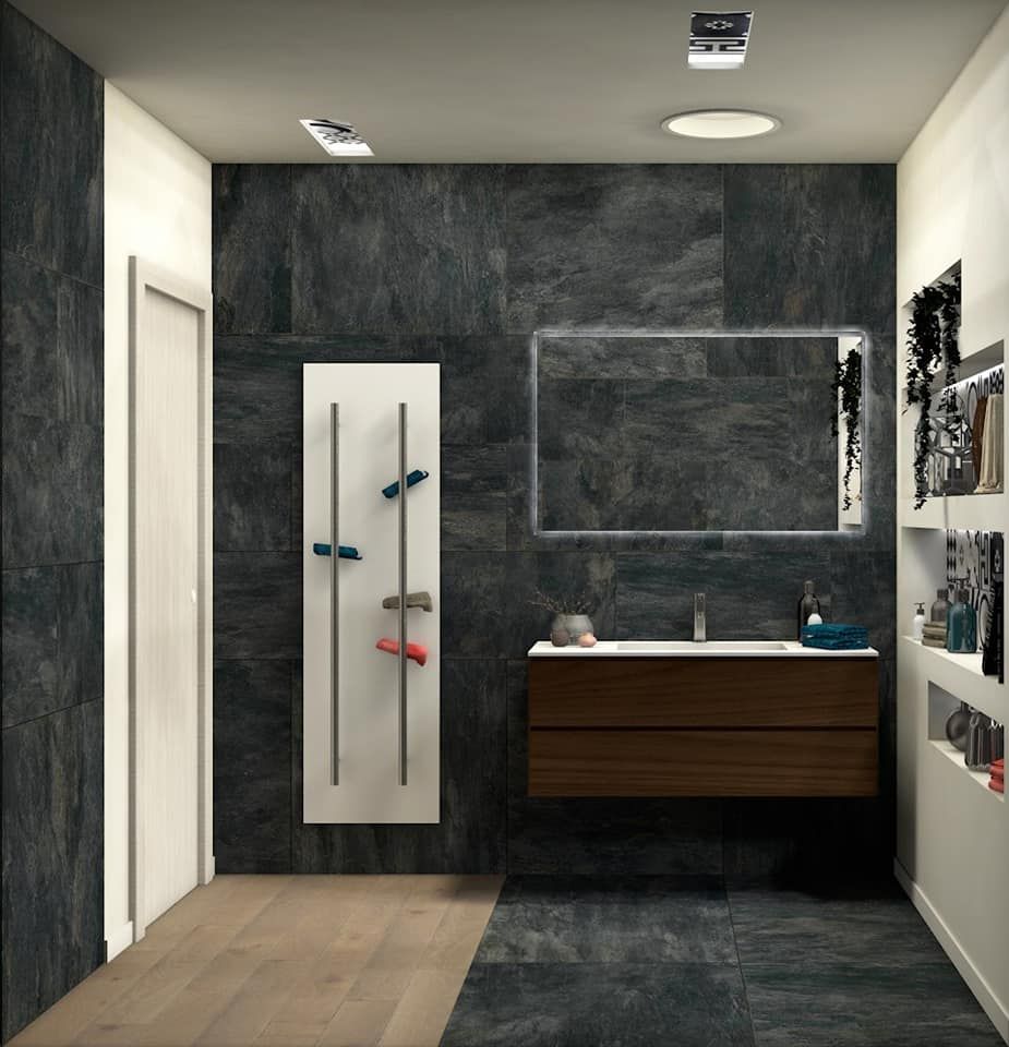 Bagno ardesia e cementine, Fratelli Pellizzari spa Fratelli Pellizzari spa Phòng tắm phong cách hiện đại Gạch ốp lát
