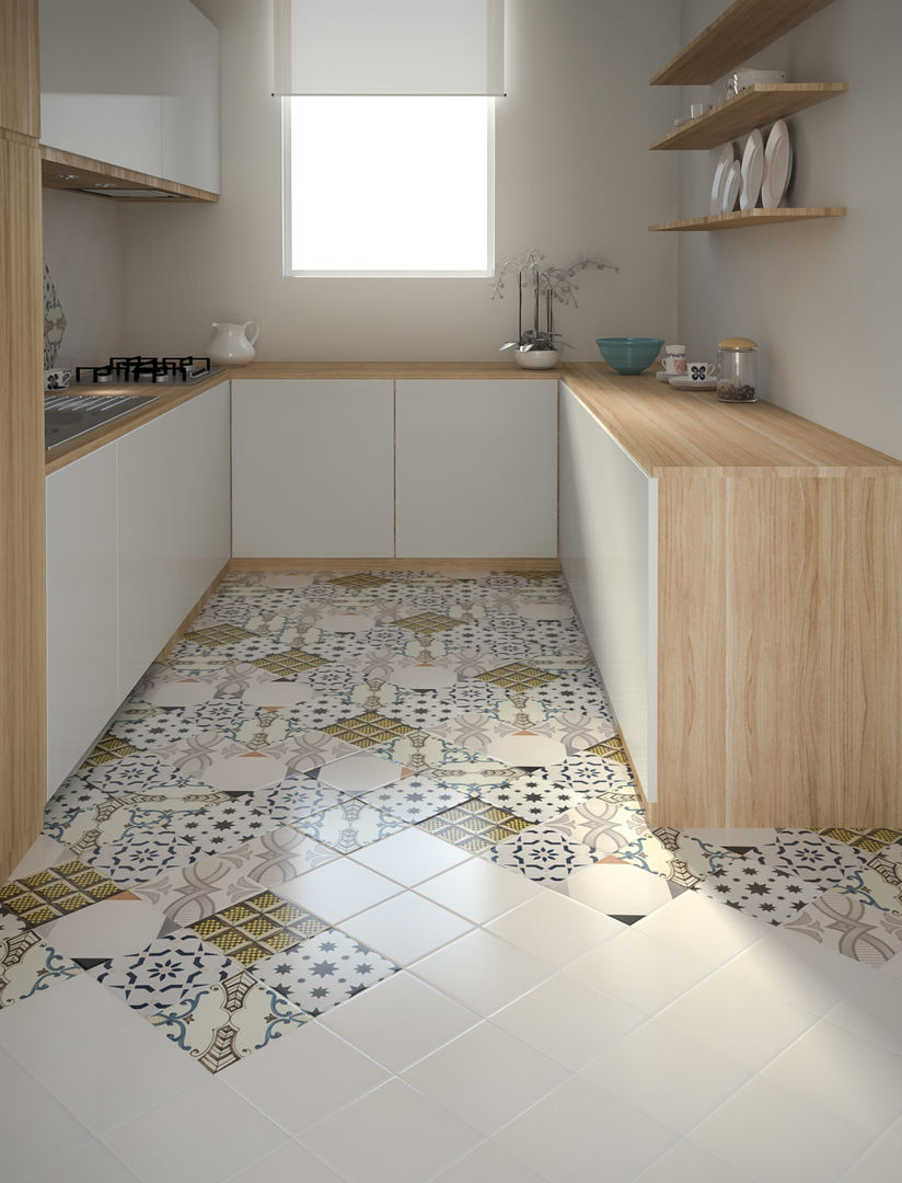 Patchwork: Design colorato che porta gioia, CERAMICHE MUSA CERAMICHE MUSA Cucina moderna cucina,kitchen,shelf,patchwork,ceramica,tiles,piastrelle,pottery,ceramics,cuisine,home,casa