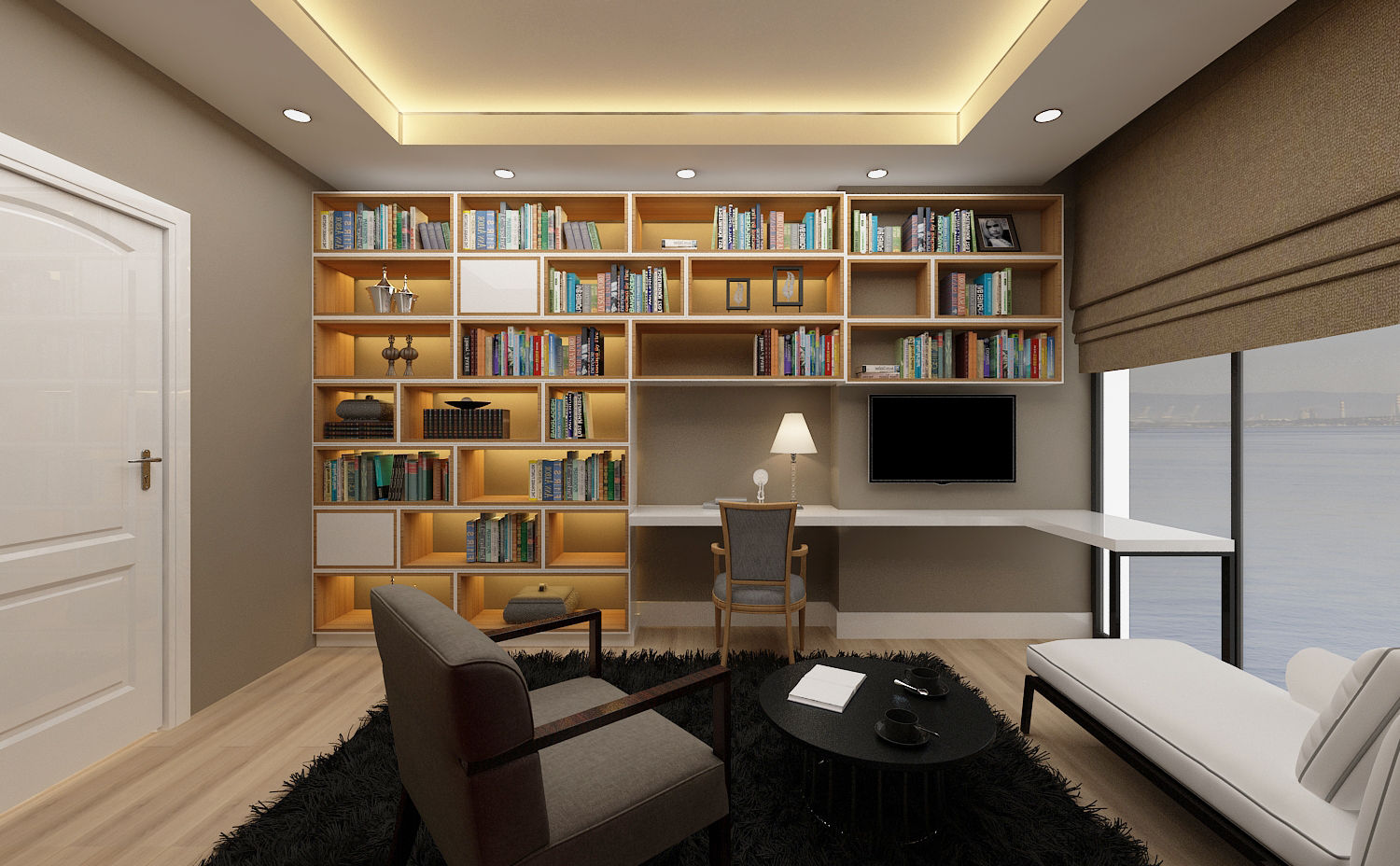 RG Dairesi, PRATIKIZ MIMARLIK/ ARCHITECTURE PRATIKIZ MIMARLIK/ ARCHITECTURE Modern style study/office MDF Cupboards & shelving