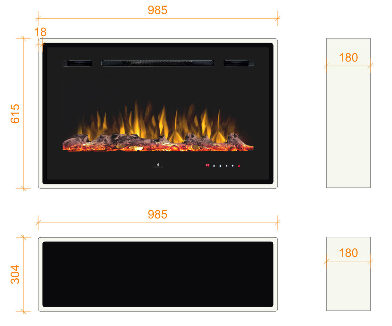 Elektrokamin MIAMI, wandhängend, muenkel design - Elektrokamine aus Großentaft muenkel design - Elektrokamine aus Großentaft Casas de banho modernas Alumínio/Zinco Iluminação