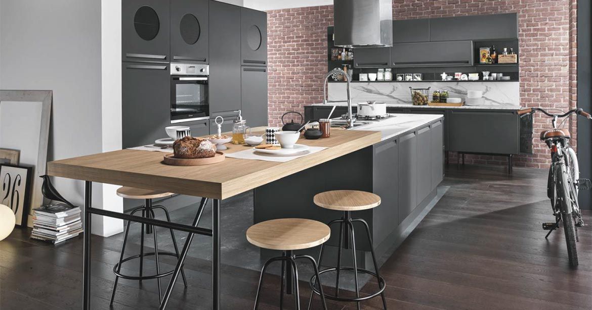 Cucina angolare stile INDUSTRIAL / COUNTRY TUTTO legno massello