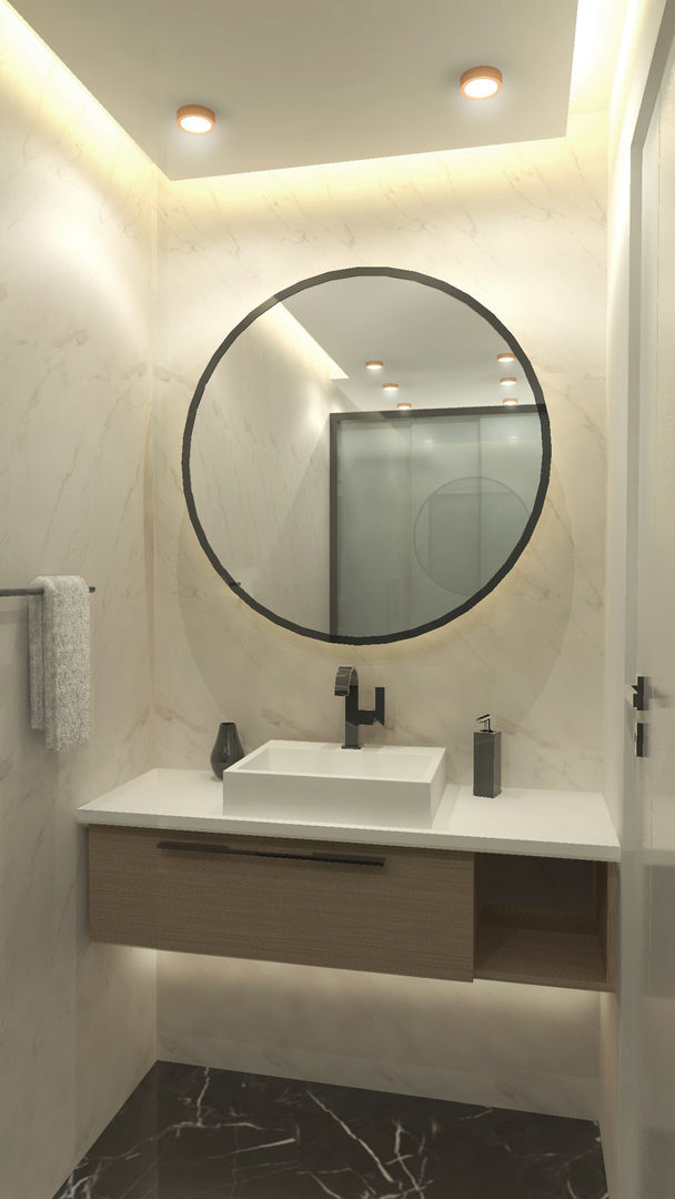 Lavabo+mutfak, Kreatif çizgi Kreatif çizgi Phòng tắm phong cách tối giản