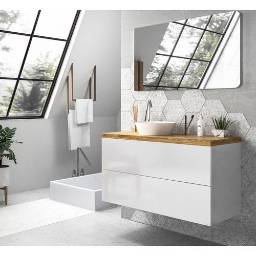 Muebles en combinación de blanco y madera para tu baño en Barcelona, TheBathPoint TheBathPoint ห้องน้ำ ไม้ Wood effect ที่เก็บของ