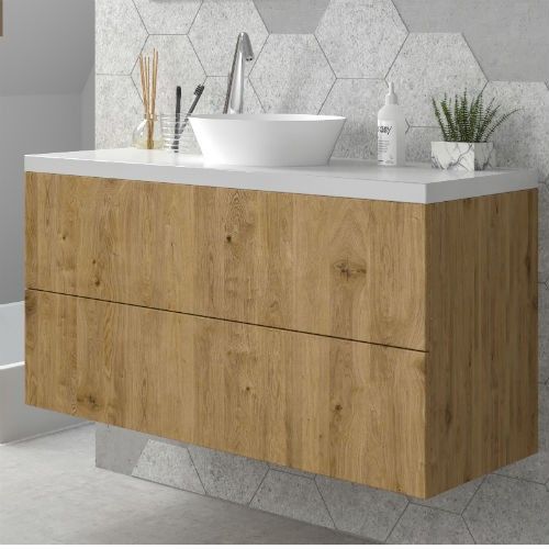 Muebles en combinación de blanco y madera para tu baño en Barcelona, TheBathPoint TheBathPoint ห้องน้ำ ไม้ Wood effect ที่เก็บของ