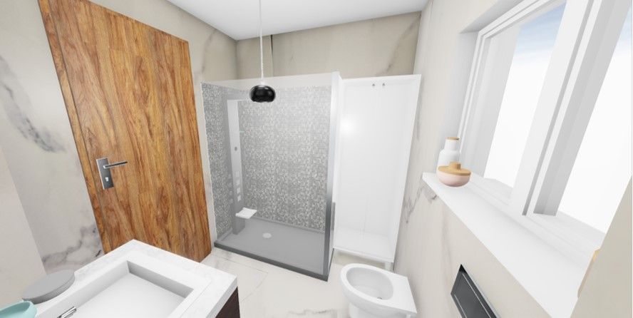 Ver a casa antes de começar... Projetos 3D , SweetYellow SweetYellow Ванная комната в стиле модерн Керамика
