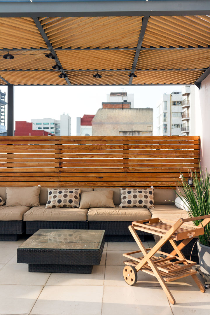 Roofgarden ML21, Boceto Arquitectos Paisajistas Boceto Arquitectos Paisajistas Modern balcony, veranda & terrace Wood Wood effect