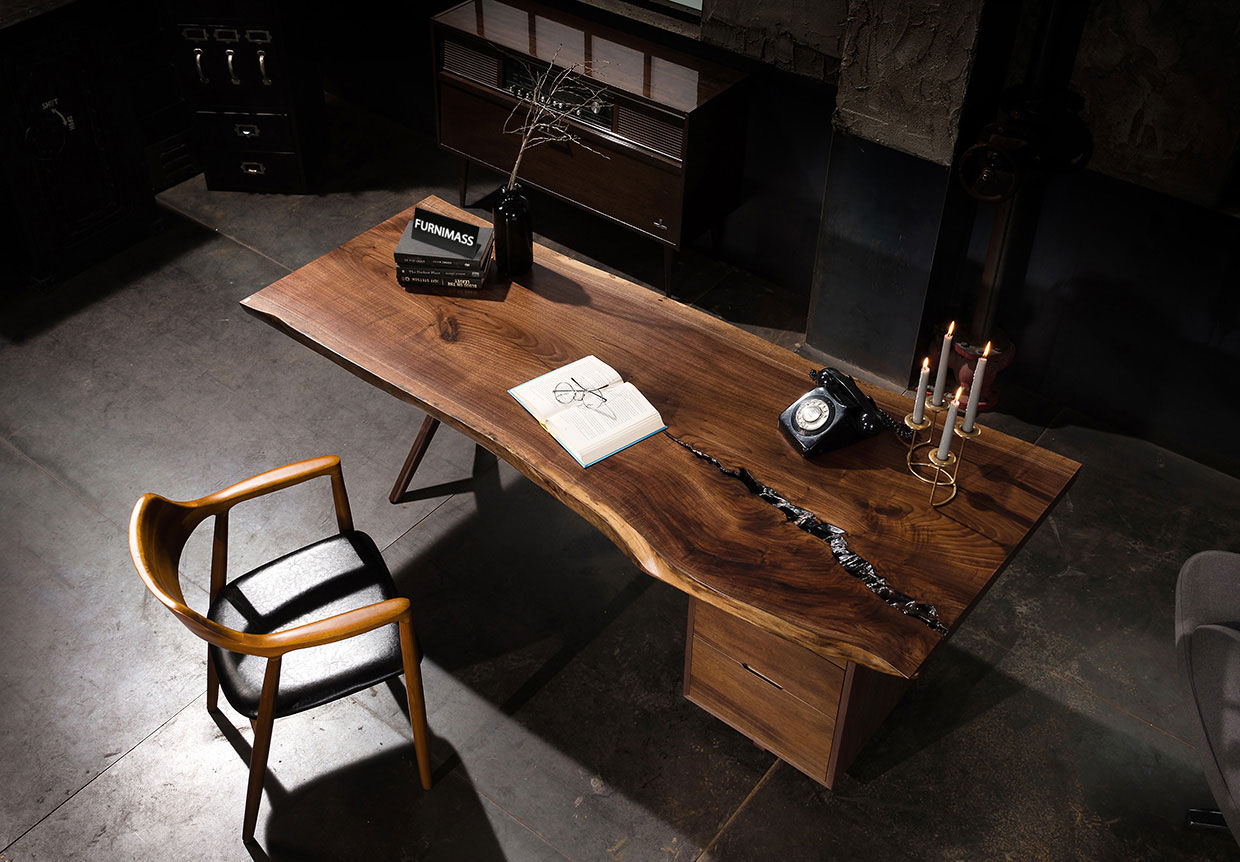 NK Walnut Wood Table FURNIMASS (퍼니매스) 서재 & 사무실 솔리드 우드 멀티 컬러 원목책상,우드슬랩,나무책상,서재책상,VIP책상,책상