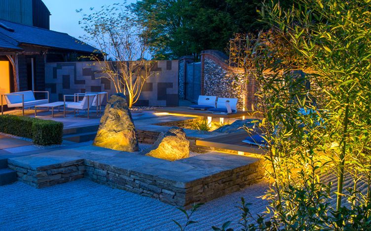 Japanese courtyard garden MyLandscapes Modern Garden japanese,eastern,sunken,garden,walled garden,walls,privacy,rocks,lighting,minimalist,planting