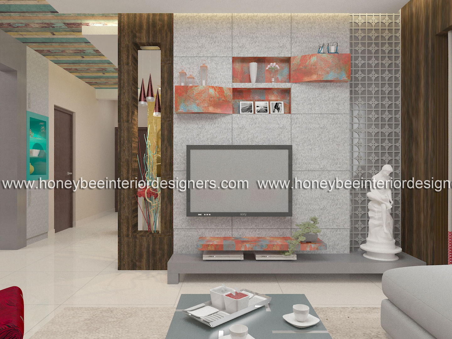 3 BHK Apartment for a young couple, Honeybee Interior Designers Honeybee Interior Designers Phòng khách