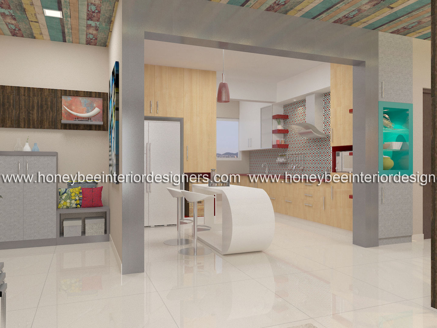 3 BHK Apartment for a young couple, Honeybee Interior Designers Honeybee Interior Designers وحدات مطبخ