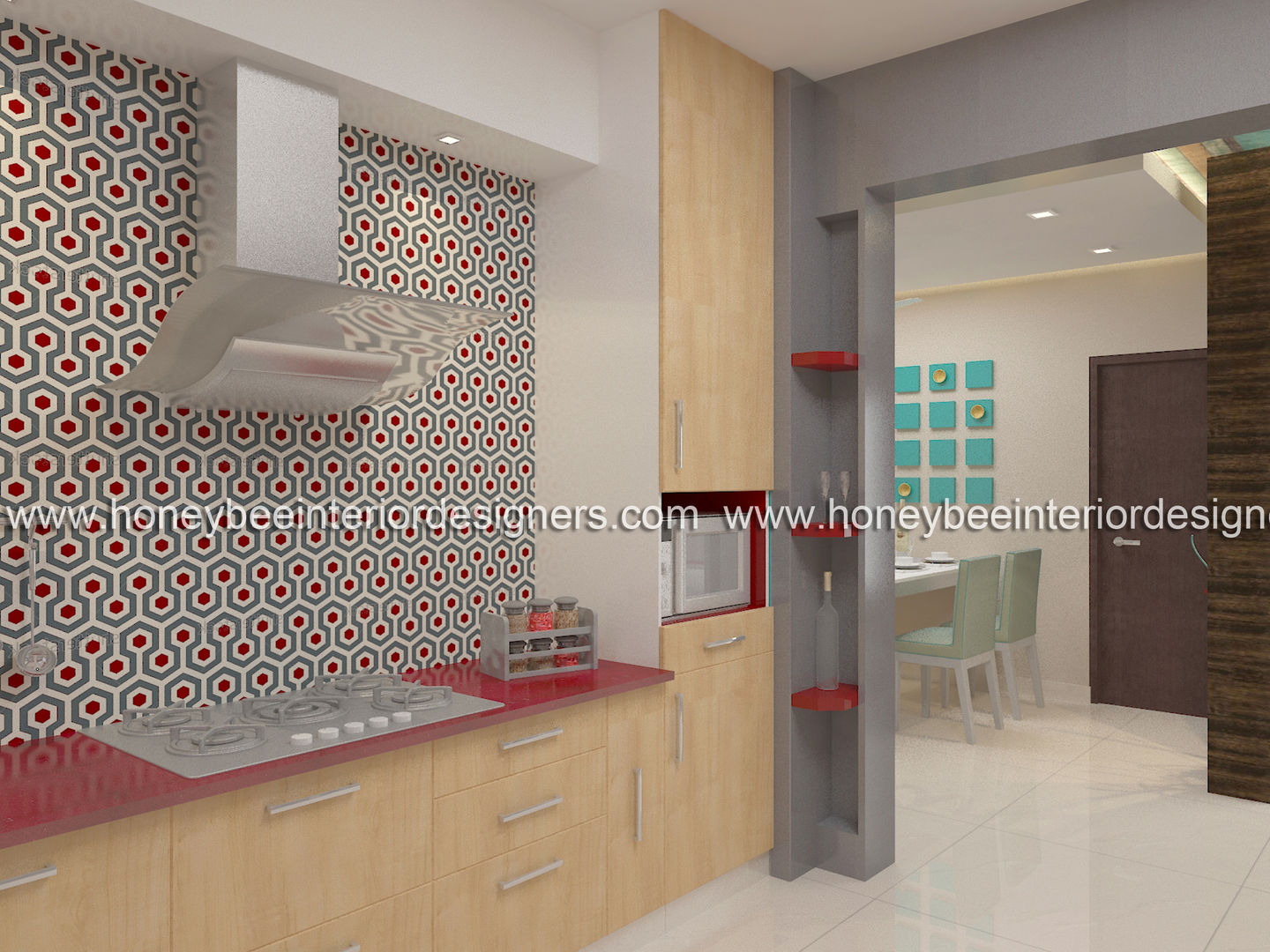 3 BHK Apartment for a young couple, Honeybee Interior Designers Honeybee Interior Designers Tủ bếp