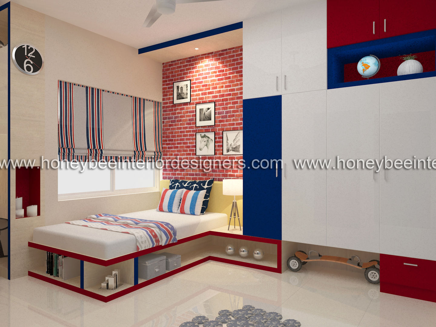 3 BHK Apartment for a young couple, Honeybee Interior Designers Honeybee Interior Designers Phòng ngủ phong cách chiết trung