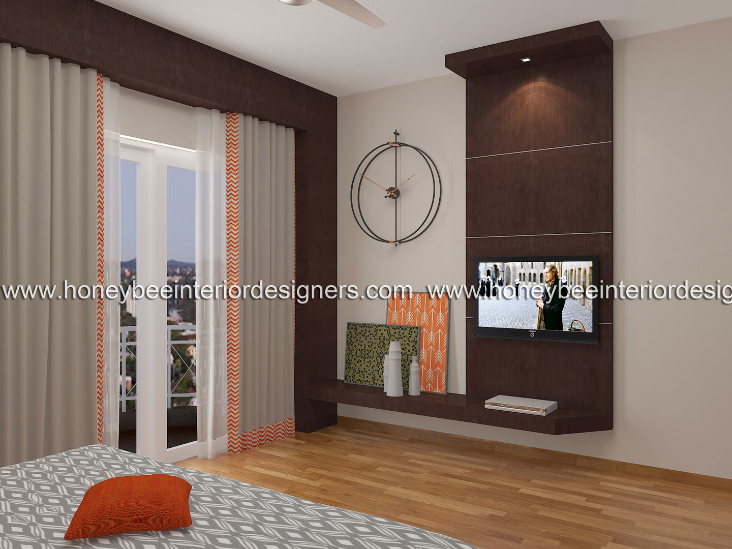 3 BHK Apartment for a young couple, Honeybee Interior Designers Honeybee Interior Designers Phòng ngủ phong cách hiện đại