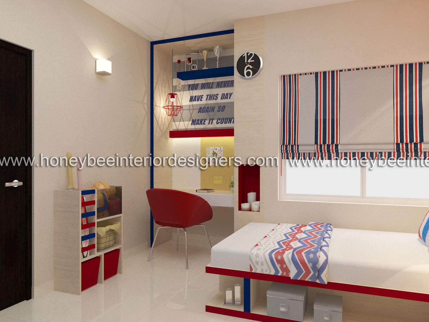 3 BHK Apartment for a young couple, Honeybee Interior Designers Honeybee Interior Designers Phòng ngủ phong cách chiết trung