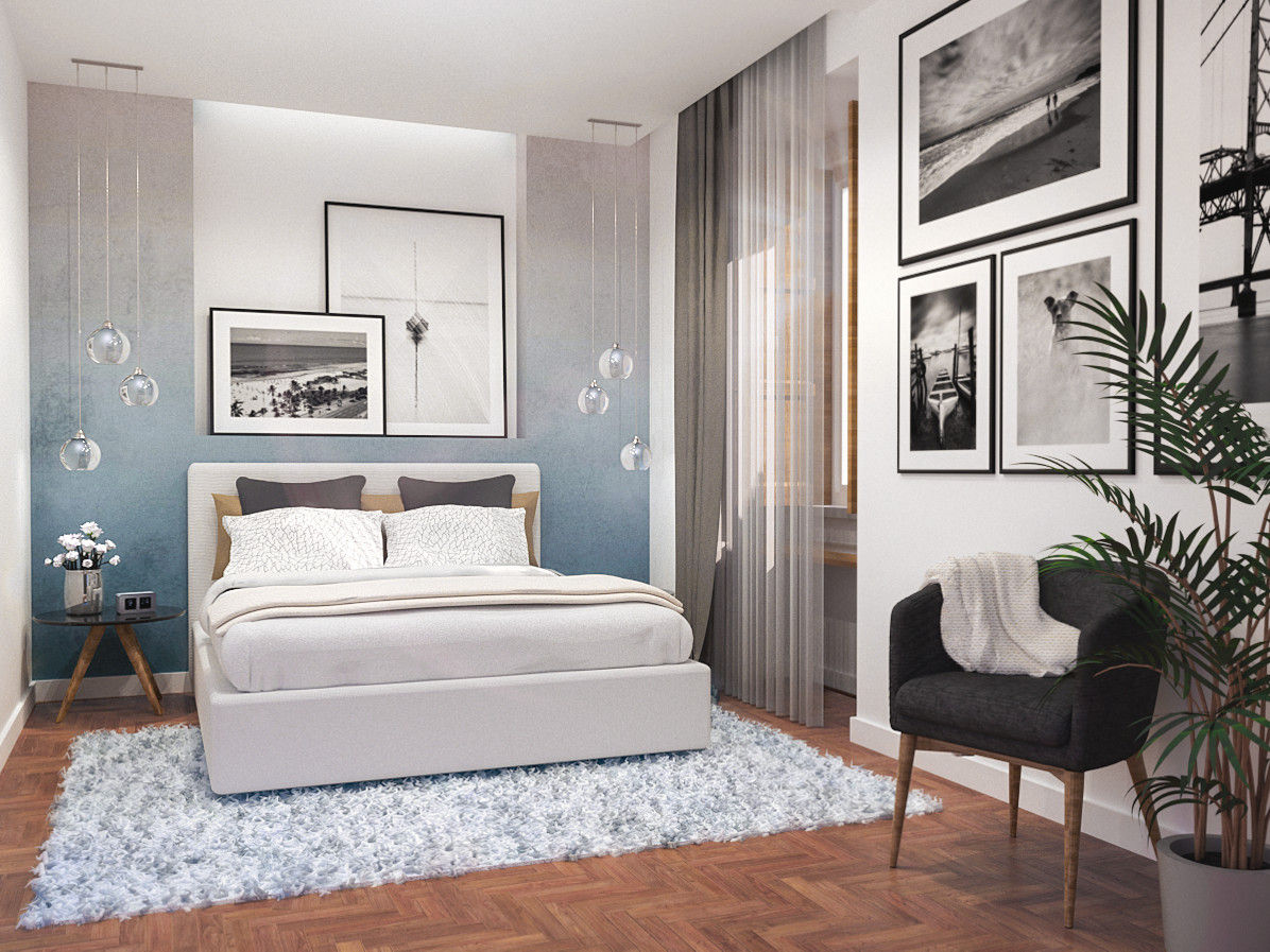 Apartamento no Arco do Cego, aponto aponto Modern style bedroom Solid Wood Multicolored