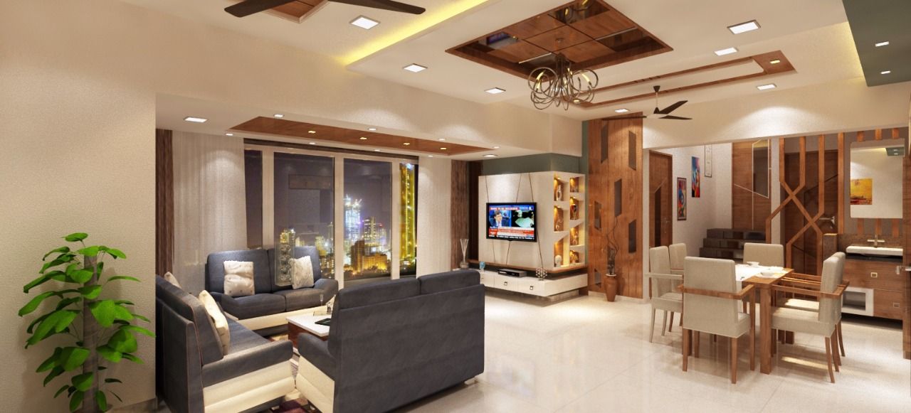 Sudhir Zaware's Residence interior, Square 4 Design & Build Square 4 Design & Build غرفة المعيشة