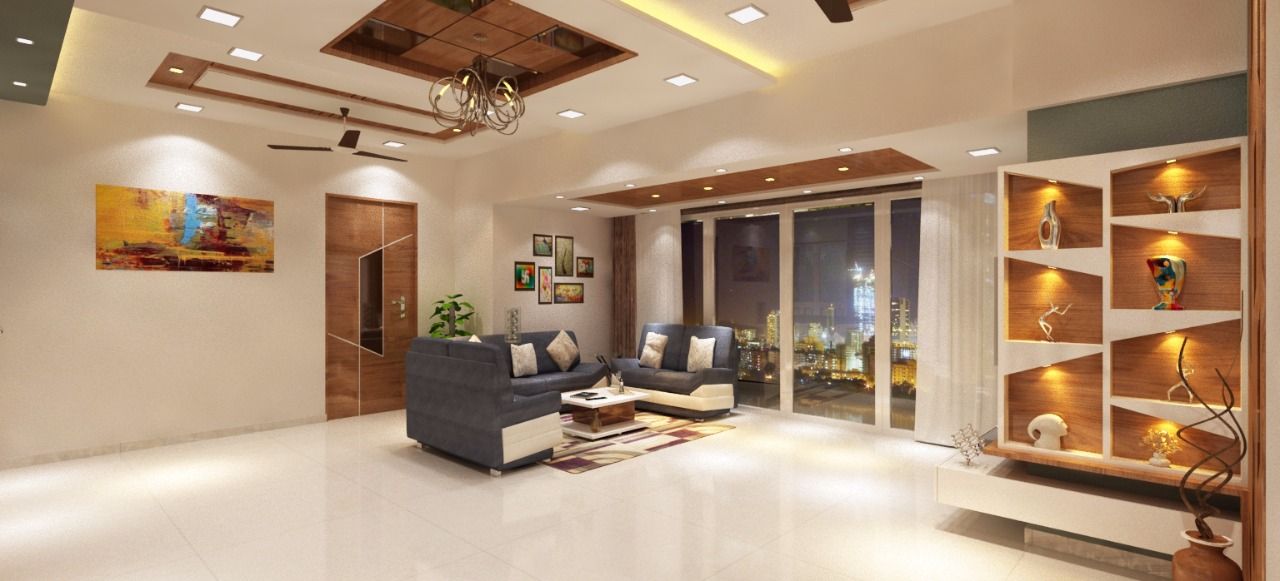 Sudhir Zaware's Residence interior, Square 4 Design & Build Square 4 Design & Build Minimalistische woonkamers