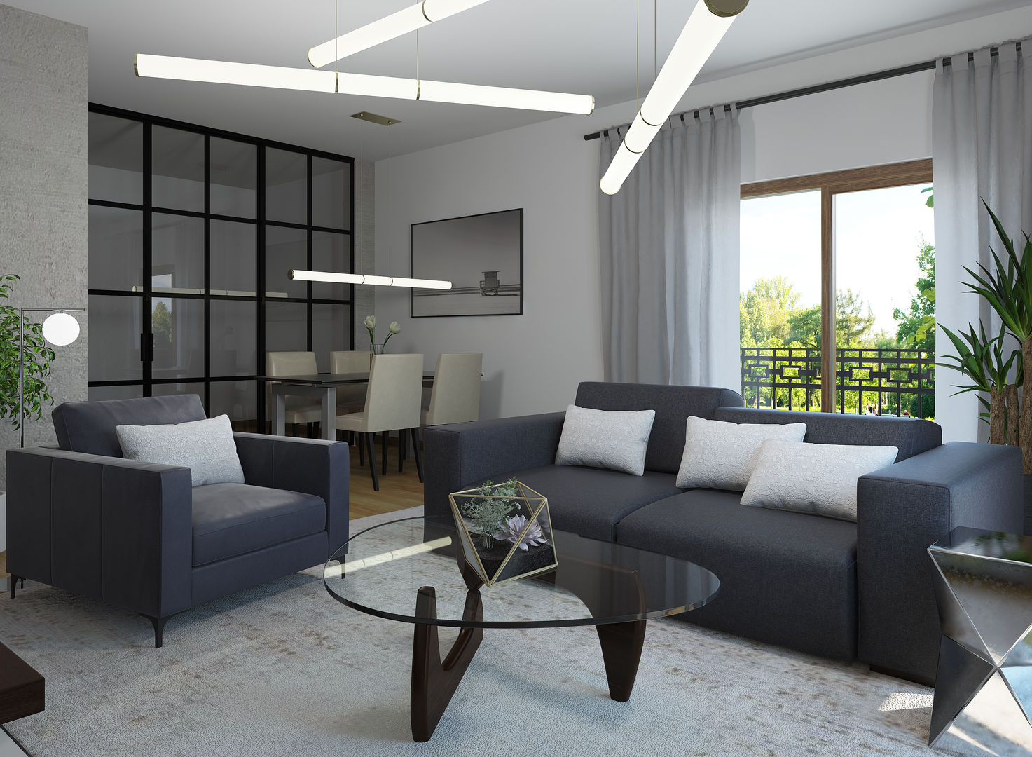 Salón estilo minimalista Glancing EYE - Modelado y diseño 3D Salas de estilo minimalista
