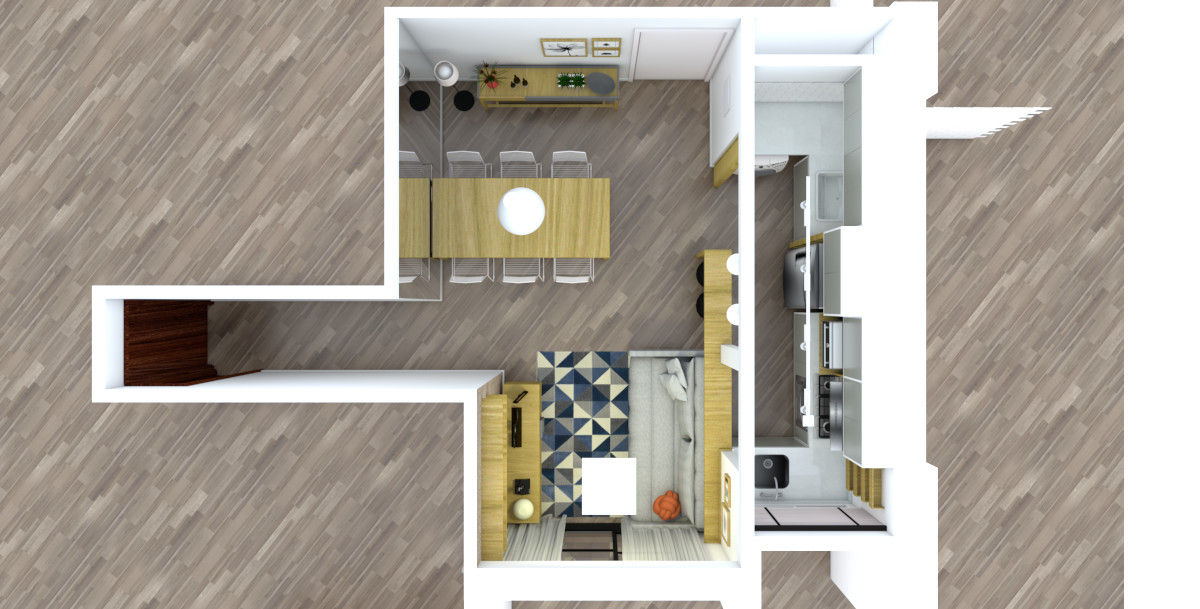 Reforma de apartamento de jovem casal , Studio Elã Studio Elã Scandinavian style living room Wood Wood effect