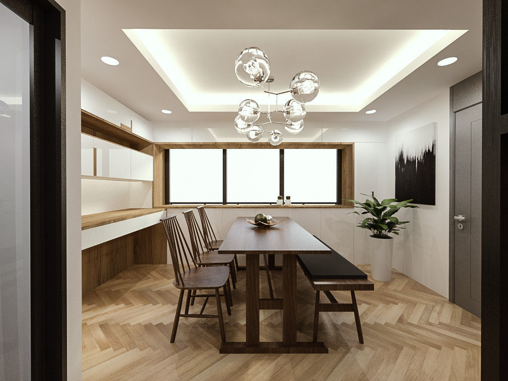 18평 작은 빌라 복층구조 인테리어, 디자인 이업 디자인 이업 Scandinavian style dining room Solid Wood Multicolored