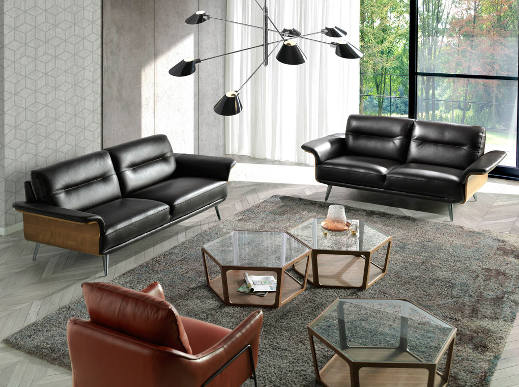 INCANTO SOFÁS by Angel Cerdá , ANGEL CERDA ANGEL CERDA Living room Leather Grey Sofas & armchairs