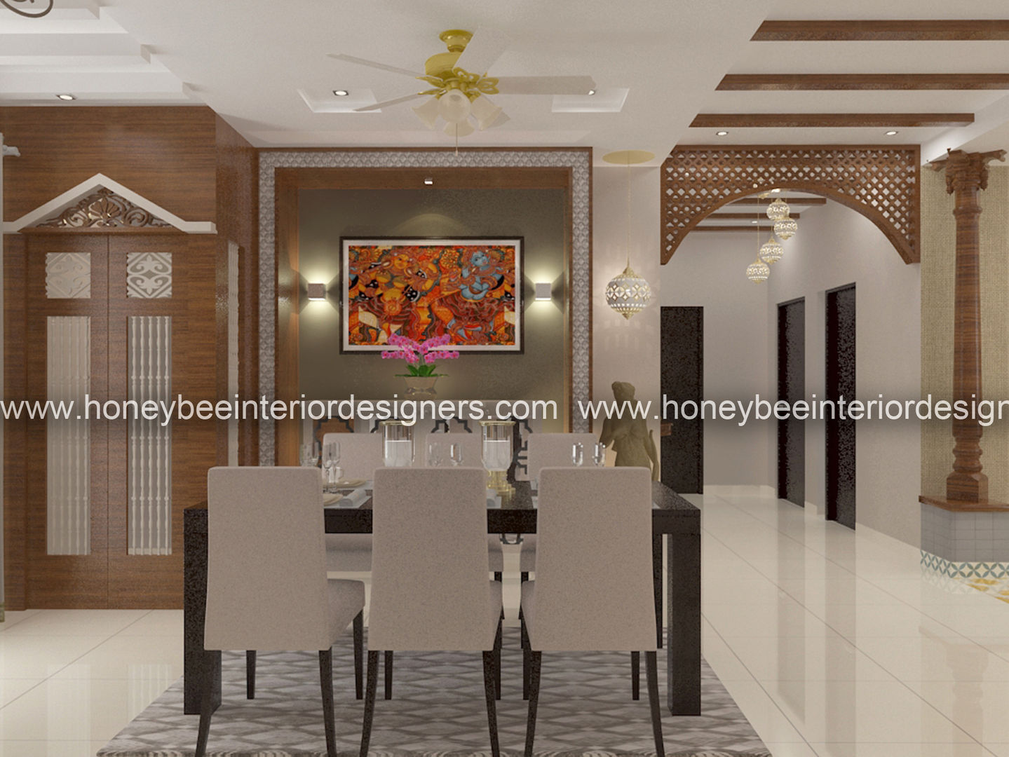 Apartment Design in a Traditional style, Honeybee Interior Designers Honeybee Interior Designers ห้องทานข้าว