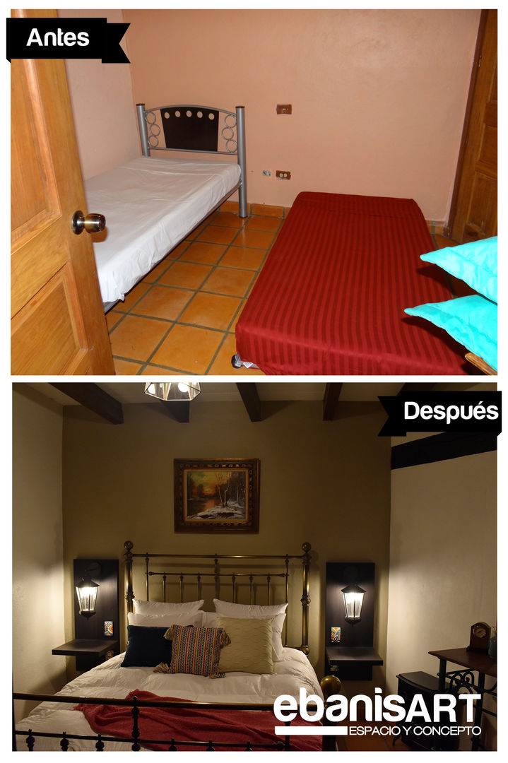 Transformando el espacio al máximo. ebanisART Espacio y Concepto Airbnb,Dormitorio,Descanso,Mexicano,Colonial