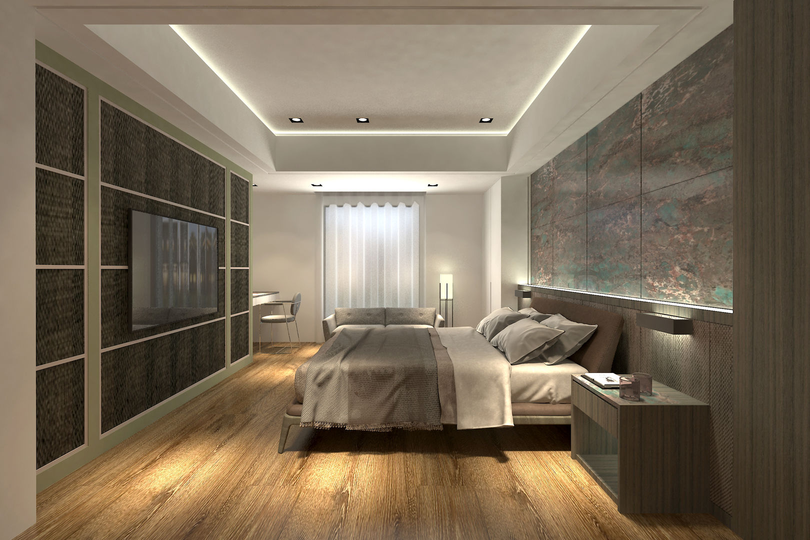 老屋翻新 - 同一空間兩種不同設計案, 青易國際設計 青易國際設計 Спальня