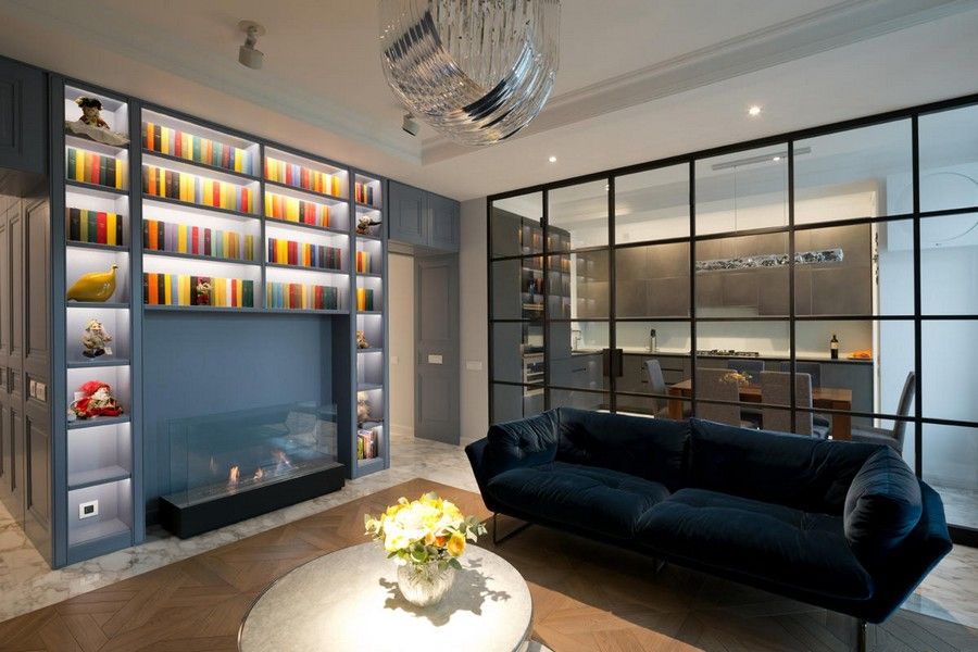 living room decorMyPlace Modern living room Glass glass paneling,duco painting,tv unit,sofa