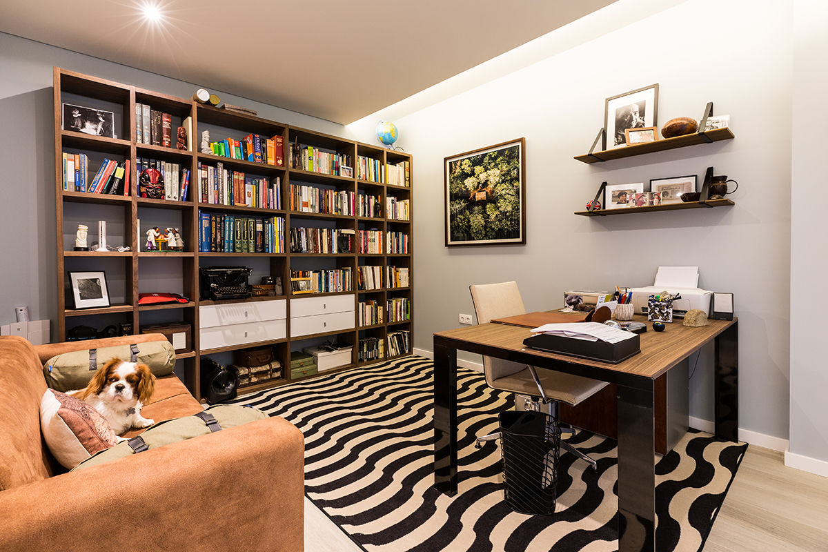 Escritório - Moradia em Viseu - SHI Studio Interior Design homify Modern Çalışma Odası escritorio,secretaria,decoração,projeto,inteiror design,shistudio,shi studio,sheila moura azevedo,viseu,porto,matosinhos