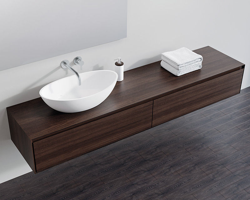 Erstklassige Badmöbel aus Holz von Badeloft, Badeloft - Badewannen und Waschbecken aus Mineralguss und Marmor Badeloft - Badewannen und Waschbecken aus Mineralguss und Marmor Modern style bathrooms Wood Wood effect Storage