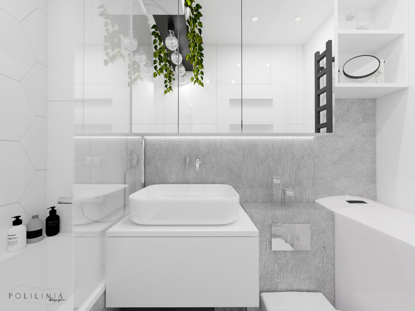 Biała łazienka, Polilinia Design Polilinia Design ห้องน้ำ