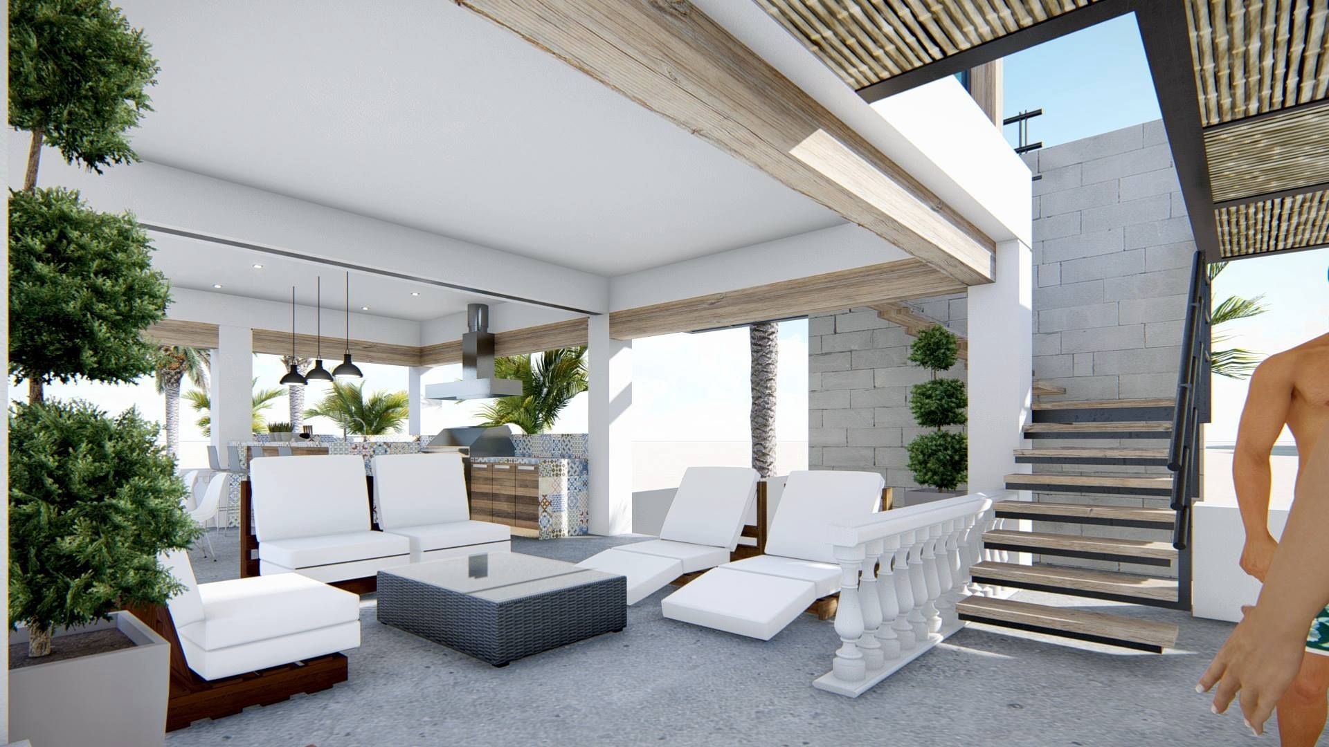 TERRAZA BUNGALÓ PR, CREA arquitectos CREA arquitectos Modern style balcony, porch & terrace