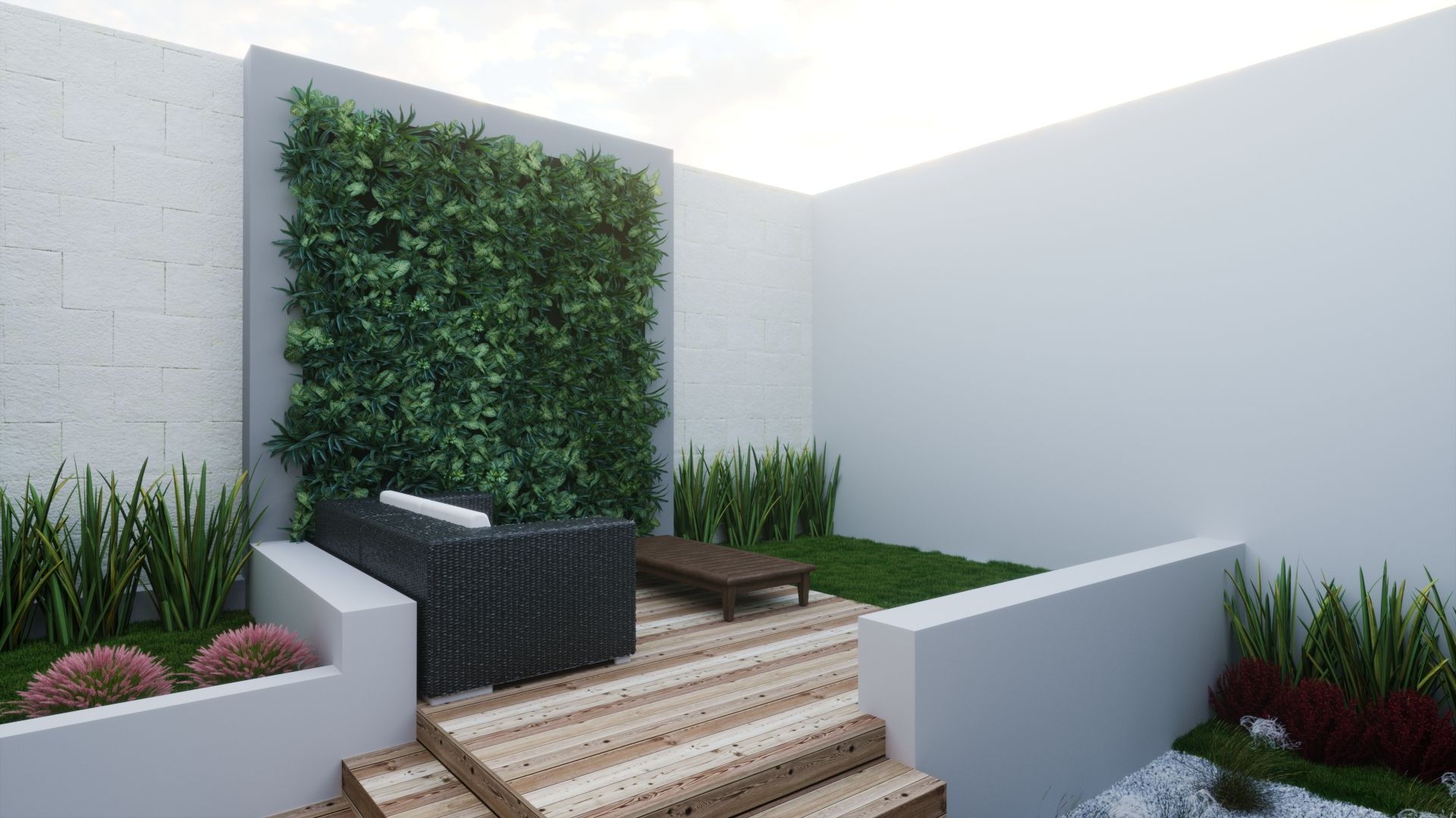 Propuesta para patio casa RL, EDMtz Architecture and Archviz EDMtz Architecture and Archviz Taman Modern