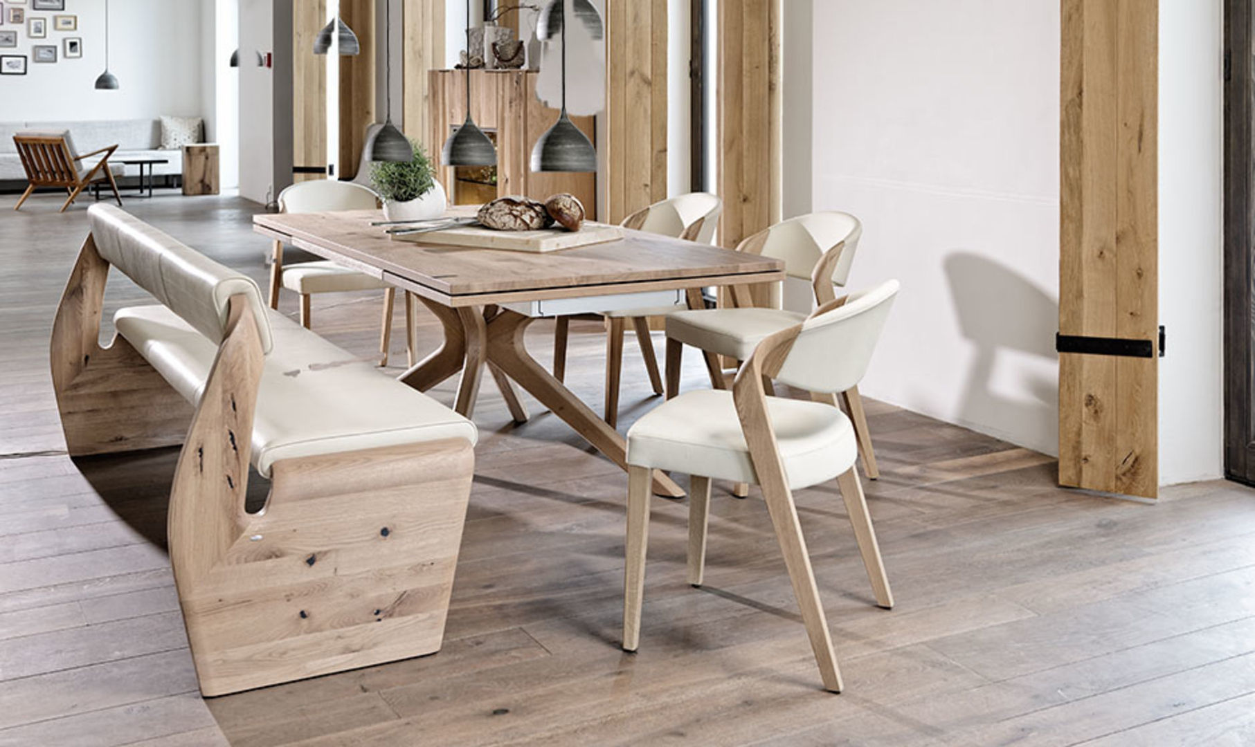 Sillas SPIN con mesa de comedor blanca y ALPIN Imagine Outlet Comedores de estilo moderno Madera Acabado en madera Mesas