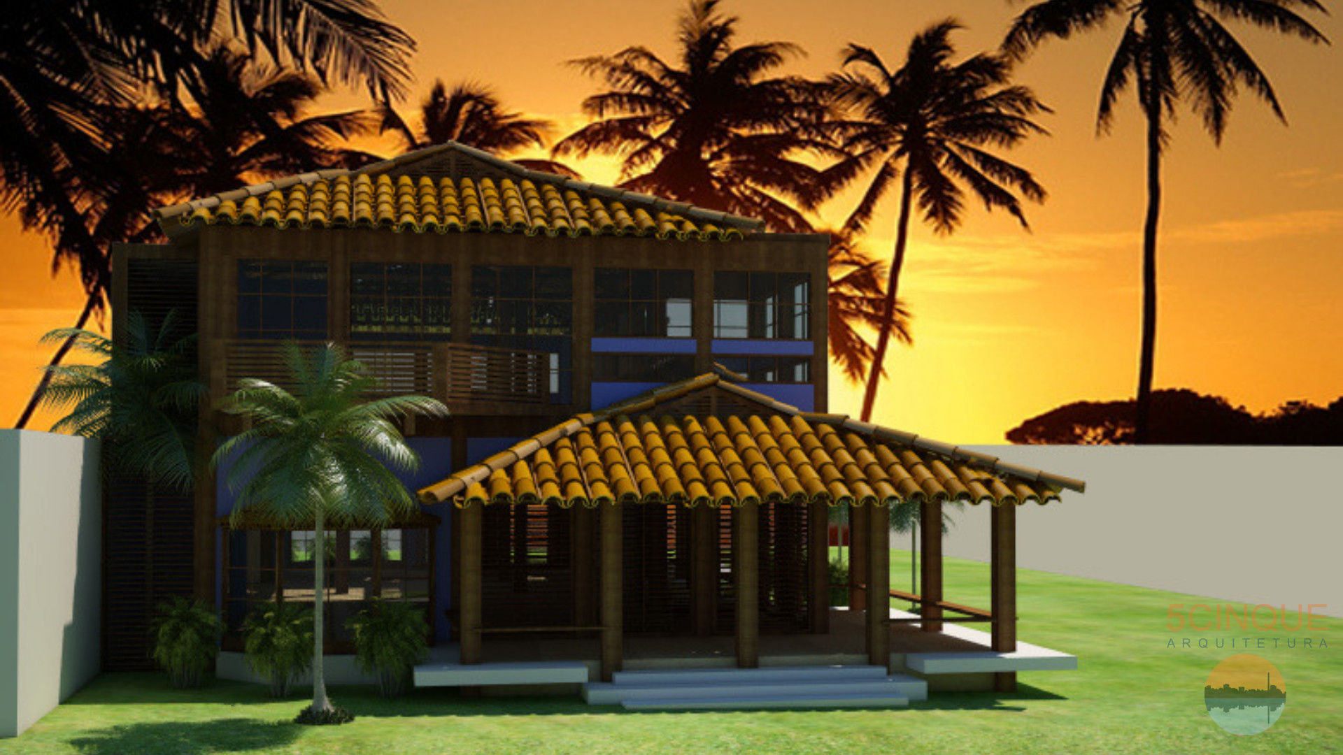 ​Fachada de casa frente ao mar 5CINQUE ARQUITETURA LTDA Casas tropicais