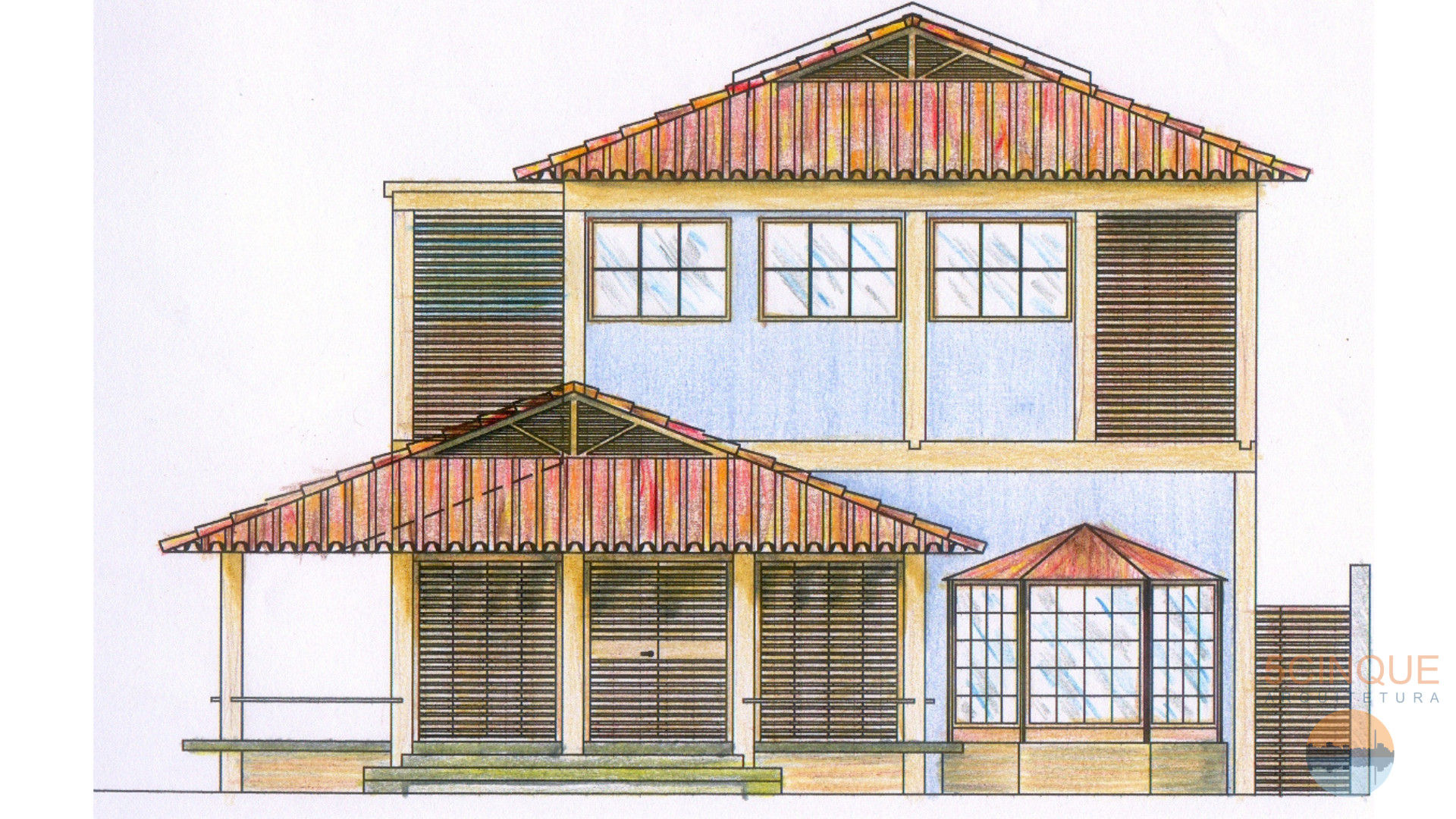 ​Desenho de casa de praia 5CINQUE ARQUITETURA LTDA Casas tropicais