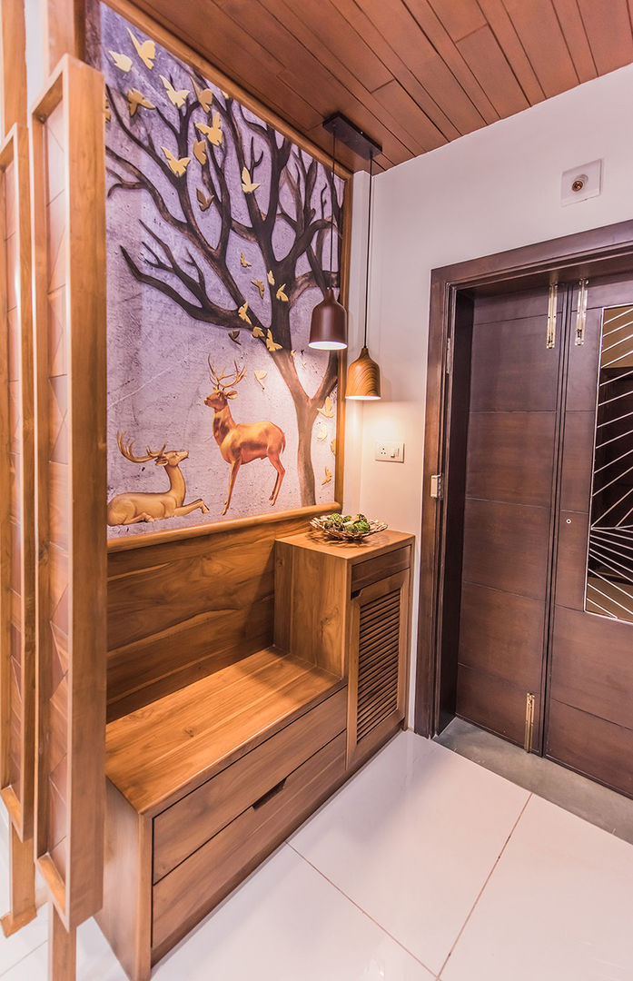 Foyer Inklets studio 現代風玄關、走廊與階梯 木頭 Wood effect