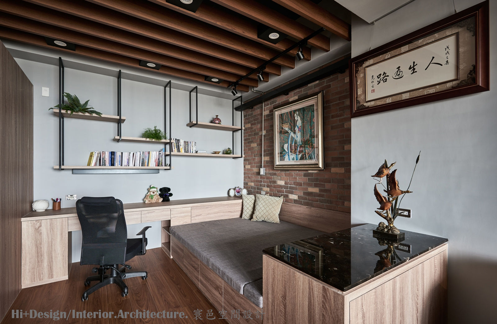 礁溪溫泉度假湯屋, Hi+Design/Interior.Architecture. 寰邑空間設計 Hi+Design/Interior.Architecture. 寰邑空間設計 Ruang Studi/Kantor Gaya Industrial Kayu Wood effect