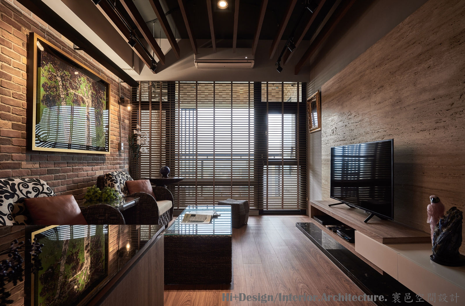 客廳全景 Hi+Design/Interior.Architecture. 寰邑空間設計 Industrial style living room