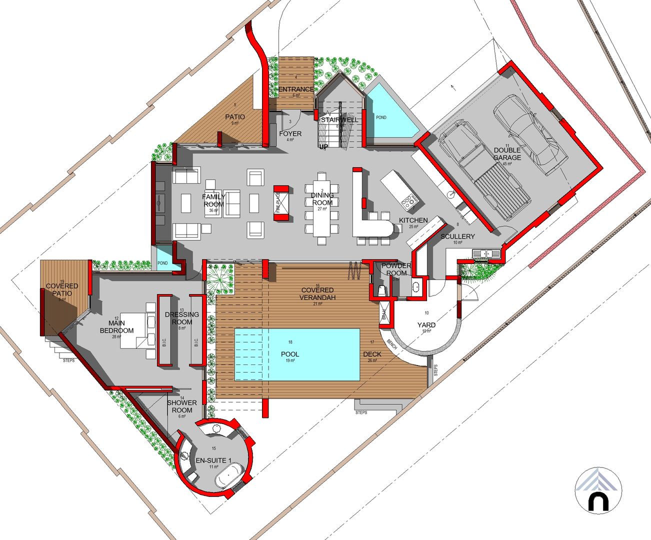 GROUND FLOOR PLAN Nuclei Lifestyle Design Modern houses