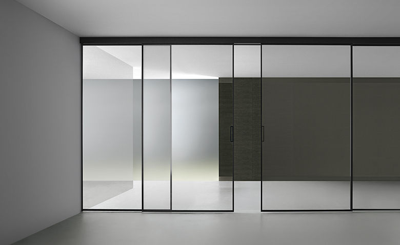 Rimadesio Velaria moderne glazen schuifdeuren op maat in glas en aluminium, Noctum Noctum 引き戸