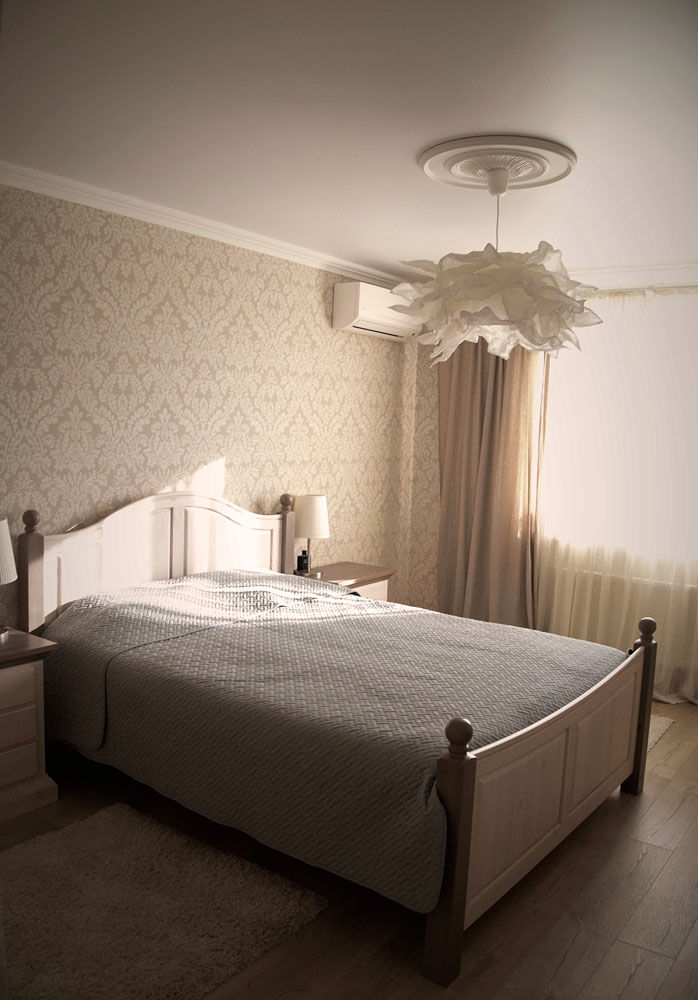 Частный дом, студия Александра Пономарева студия Александра Пономарева オリジナルスタイルの 寝室