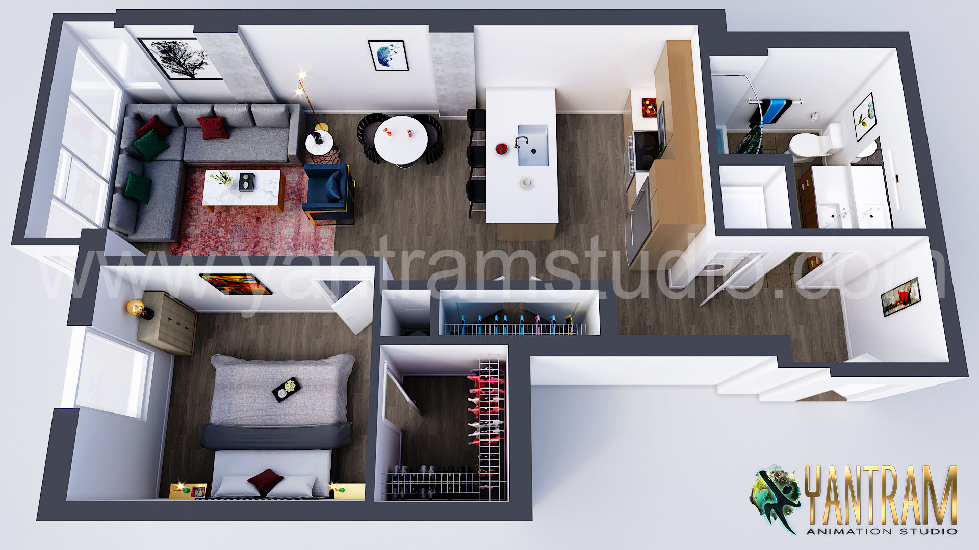 Modern Residential Floor Plan Designer Concept by Yantram 3D Architectural Animation Studio, Vancouver – Canada Yantram Animation Studio Corporation Varandas residential,container house,floor plan,design,ideas,home,house,modeling,architectural,services,virtual,plan