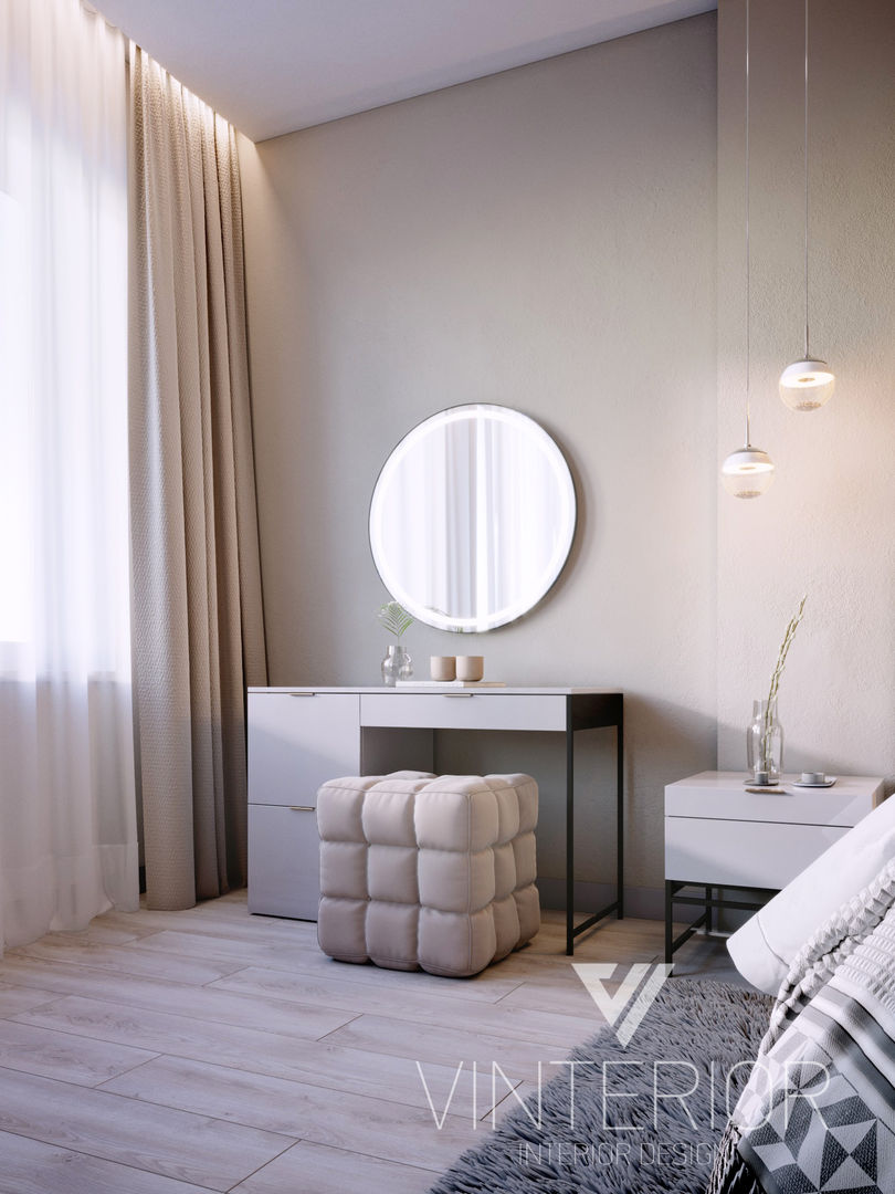 Modern Apartment Design, Vinterior - дизайн интерьера Vinterior - дизайн интерьера Camera da letto minimalista makeup mirrors