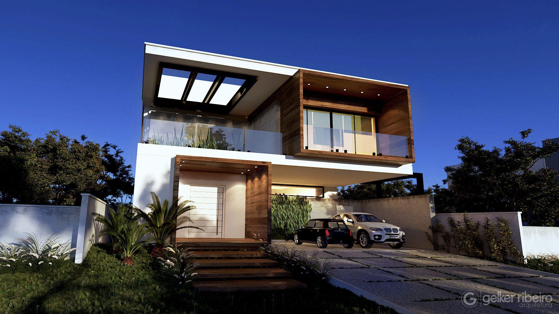 Casa Contemporânea – Casa BM, Gelker Ribeiro Arquitetura | Arquiteto Rio de Janeiro Gelker Ribeiro Arquitetura | Arquiteto Rio de Janeiro Nhà có sân thượng Gỗ Wood effect