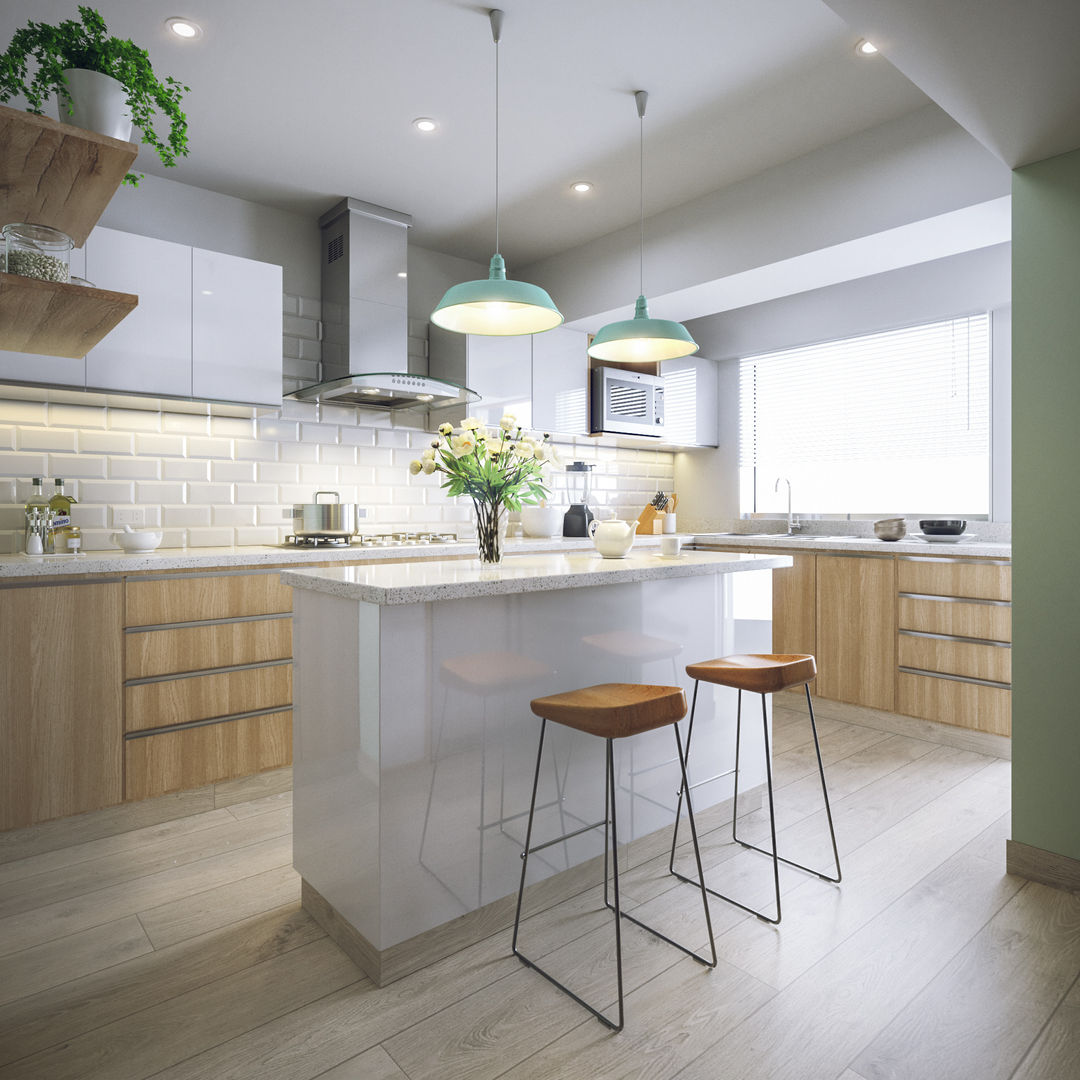 COCINA MINT, TR3STUDIO TR3STUDIO Dapur Modern