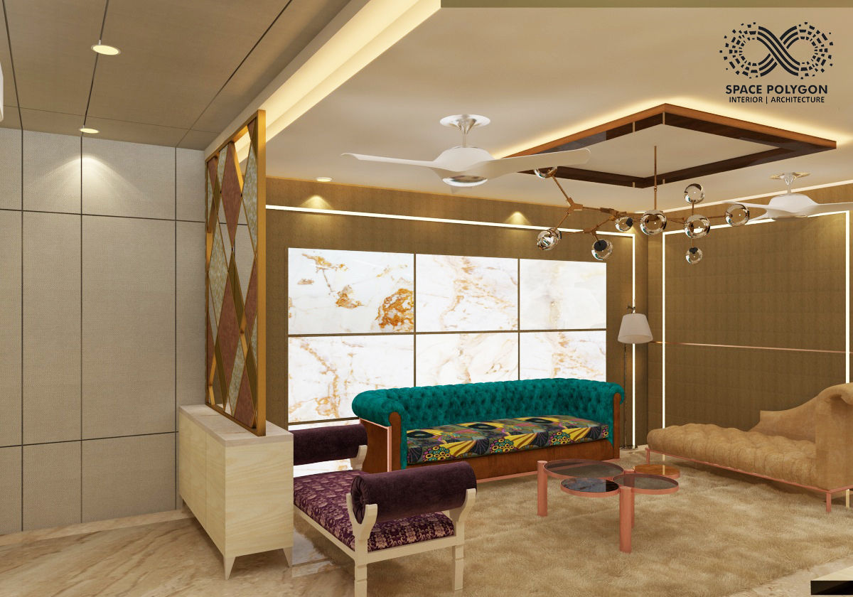 Residential Apartment at Metrozone ,Chennai, Space Polygon Space Polygon Salas de estar ecléticas Sofás e divãs